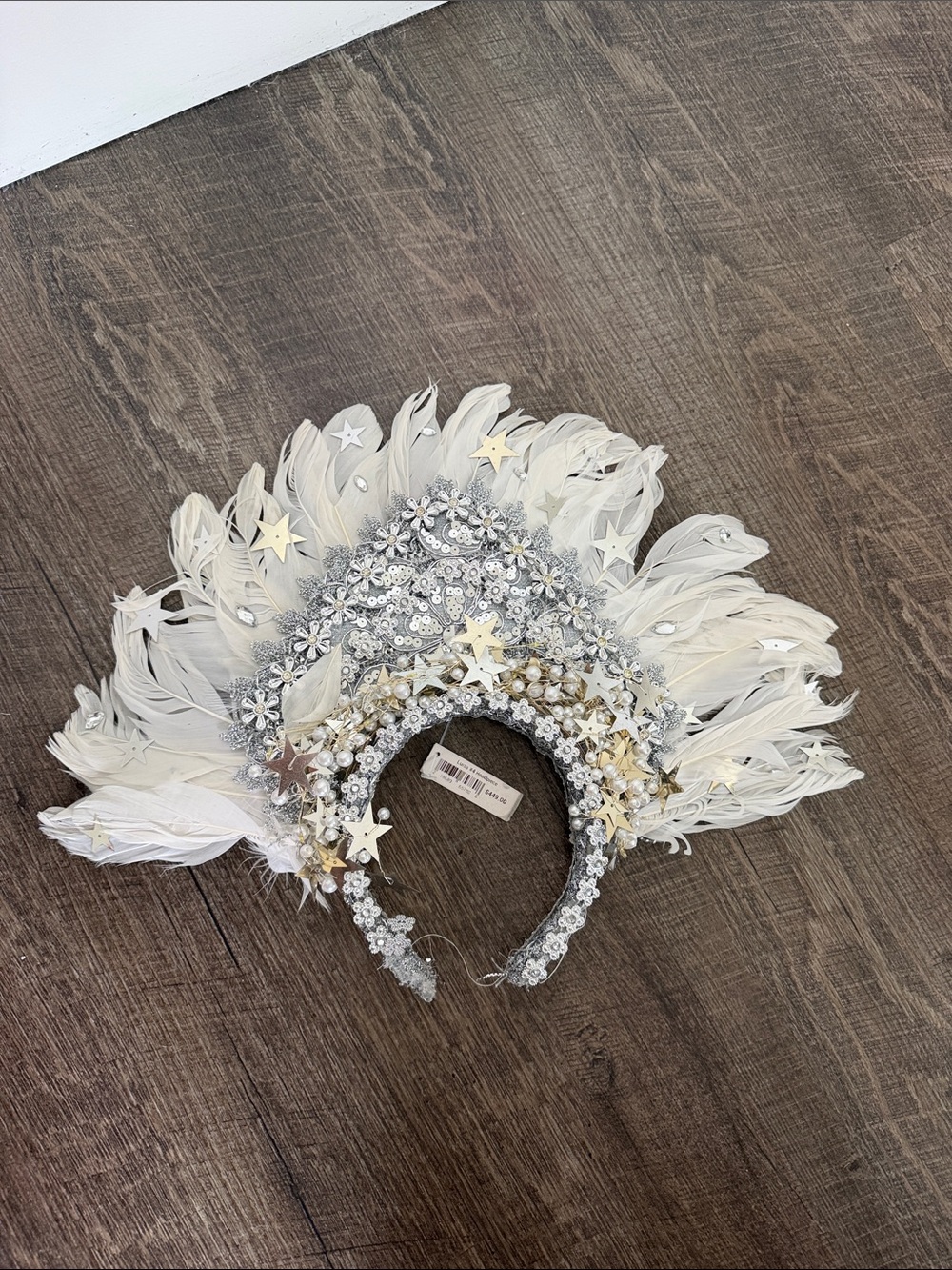 White Feather & Sequin Star Headband for Kids